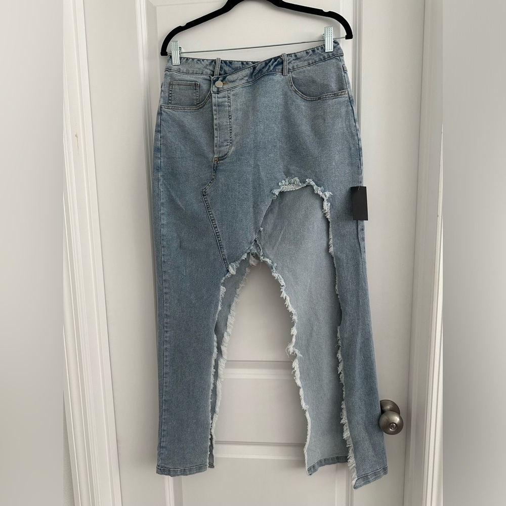 Hot Miami styles high waist ripped jeans skirt